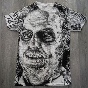BEETLEJUICE all over print White tee-shirt Size Small Unisex/Men Goth Alt